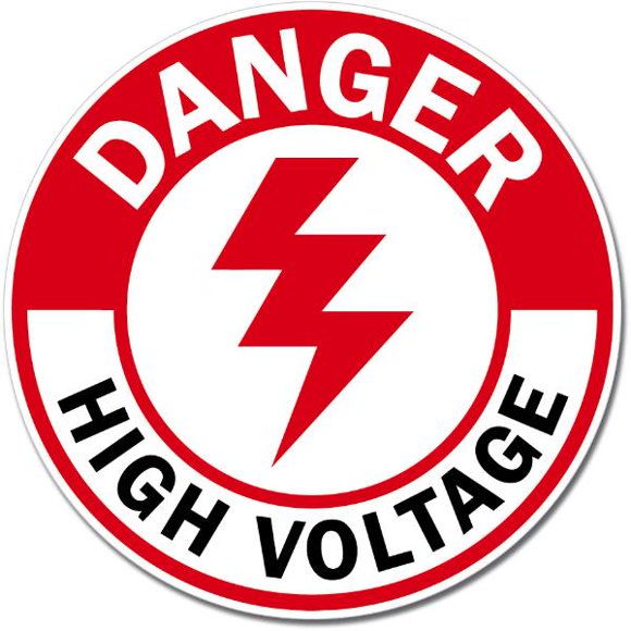 9" Danger High Voltage Round Red Sign Vinyl Sticker