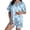 Light Blue, variant on Trendfront Womens Relaxed 2 Piece Halloween Pajama Set Notched Collar Button Front Short Sleeve Top Elastic Waist Shorts Ghost Print Sleepwear for Women