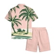thumbnail image 6 of Sewkxo Hawaii Men 2 Piece Outfit Short Sleeve Lapel Collar Button Down Hawaii Shirt Drawstrings Beach Shorts Tropical Beach Casual Outfit with Pockets,Watermelon Red S, 6 of 6