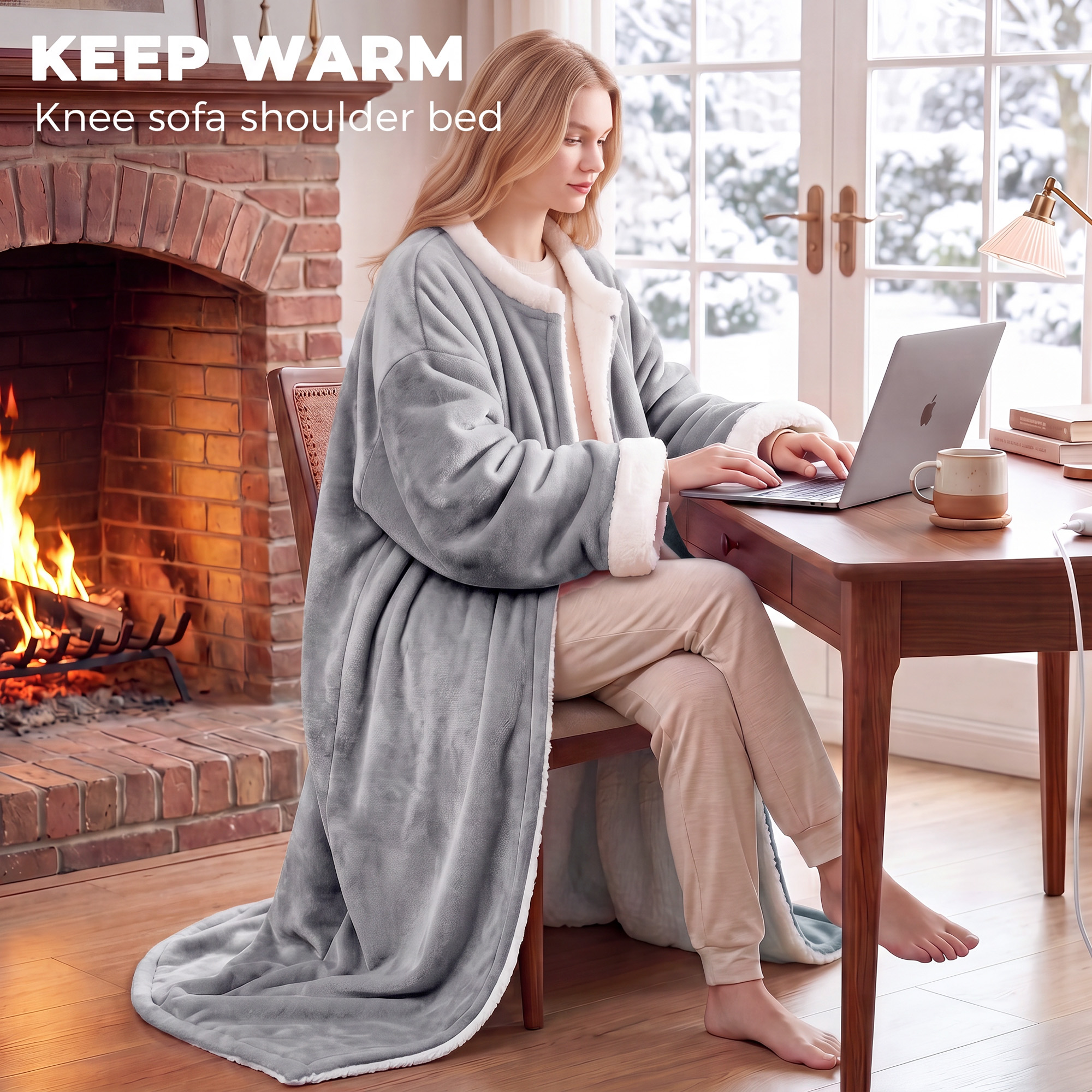 Fundaze Wearable Heated Blanket with Sleeves, 52x72 Inches photo 3