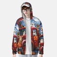 thumbnail image 2 of KLL Halloween Animaux Citrouilles Imprimé Hommes Femmes UPF 50+ Protection Solaire Veste à Capuche Manches Longues Pêche Randonnée Performance Chemise-Grand, 2 of 7