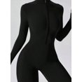 thumbnail image 5 of Fashion Zipper Long Sleeve Fitness Overalls Women Sportswear Quick-dry Gym Yoga Jumpsuit Black Sport Set Women One Piece Outfit, 5 of 6