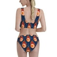 thumbnail image 3 of Daiia American Football and Fire Flames printed 2 piece Swimsuit Bikinis for Women High Waisted Racerback Bathing Suits Summer Tummy Control Scoop Neck Swimwear-Medium, 3 of 8