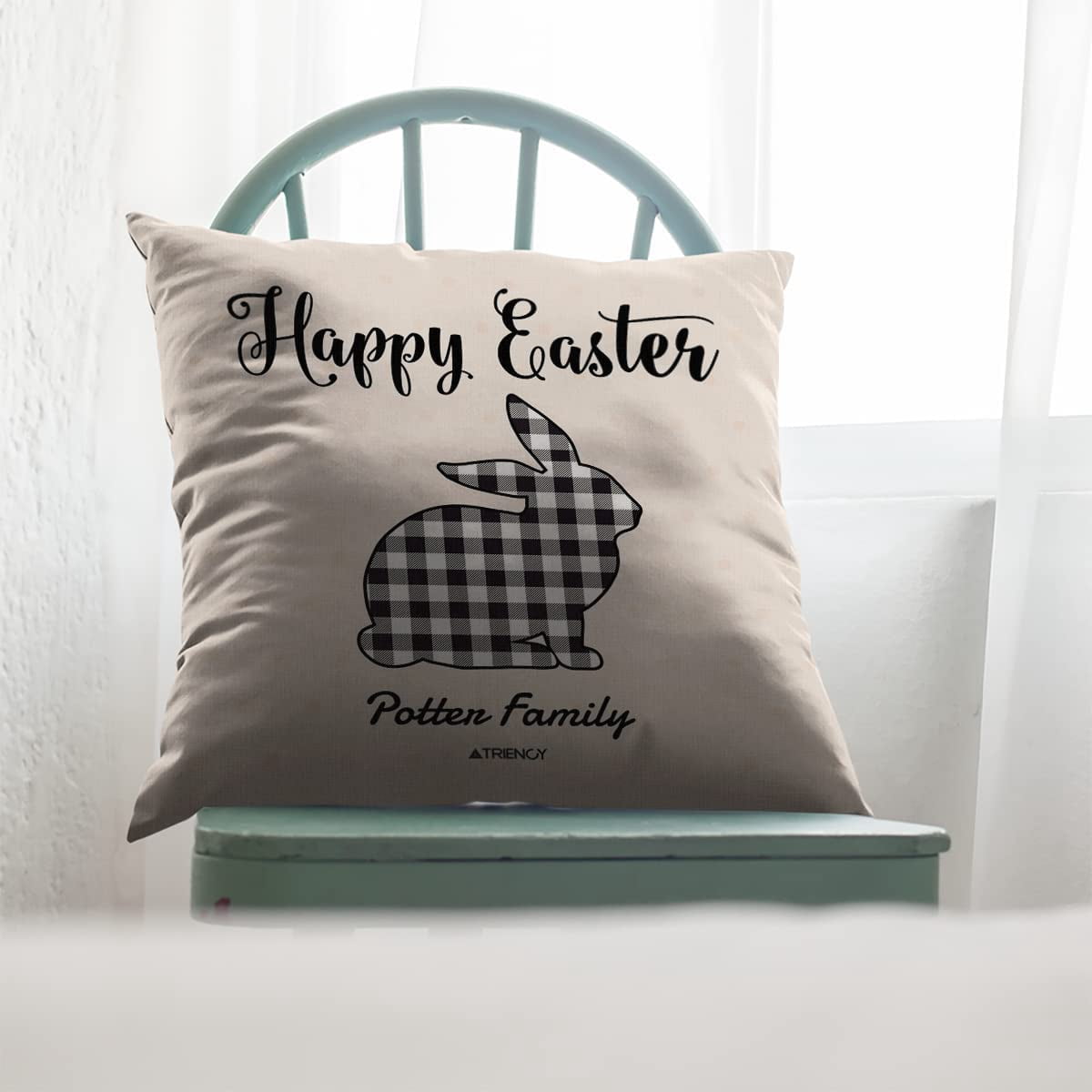 Personalized Holiday Plaid Throw Pillow