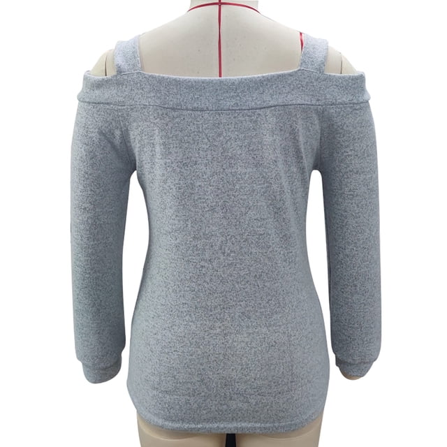 Camiseta con hombros descubiertos, camiseta de manga larga para mujer Camiseta con hombros descubiertos para mujer Camiseta con hombros descubiertos de manga larga La mejor en su clase