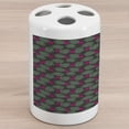 thumbnail image 1 of Flamingo Ceramic Toothbrush Holder, Zoo Animals in Pink Vibrant Color Island Nature Fantasy Design Elements, Decorative Versatile Countertop for Bathroom, 4.5" X 2.7", Hot Pink Green Black, 1 of 4