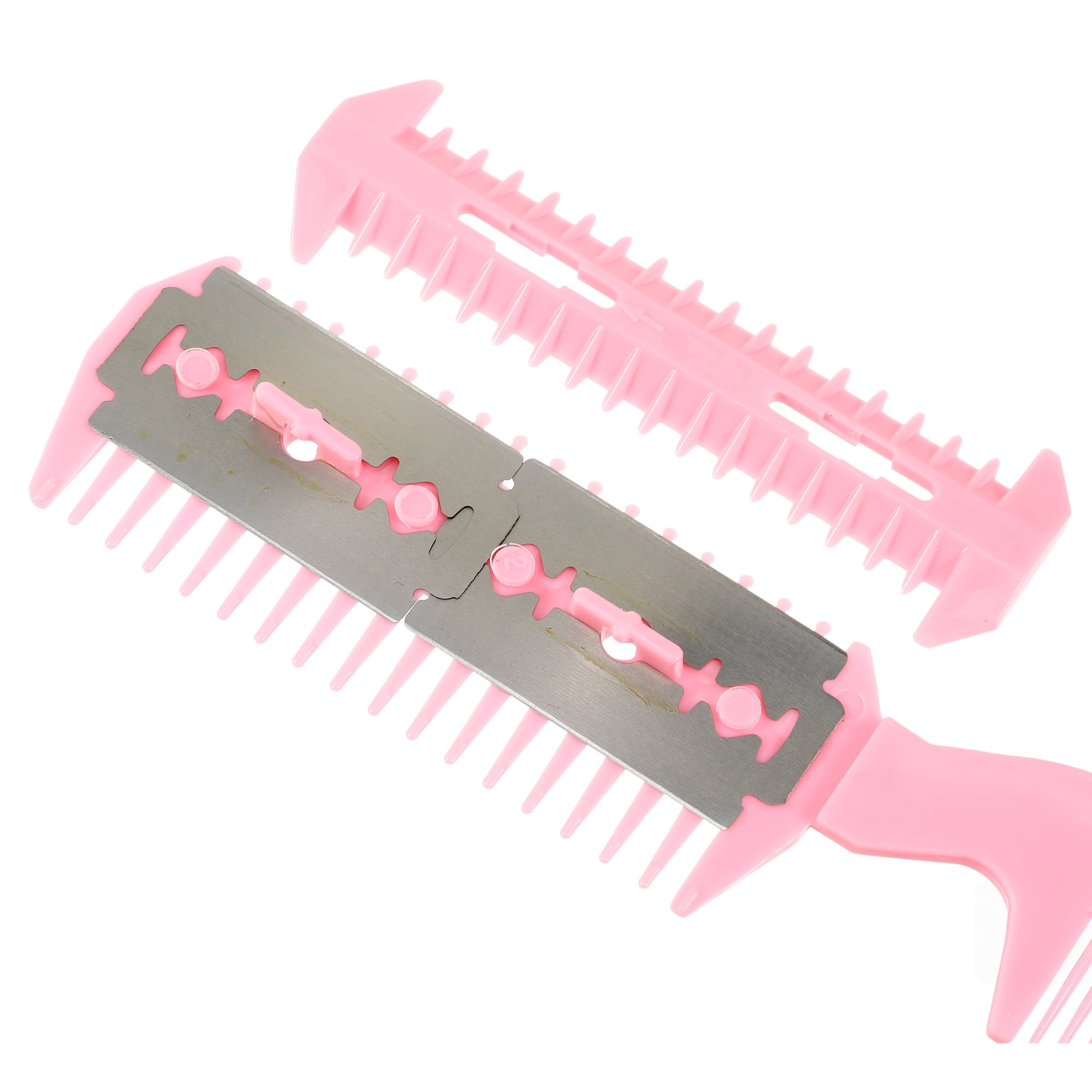Unique Bargains 6 Pcs Split Ends Dual Edge Razor Comb Hair Trimmer Hair Thinning Comb Pink