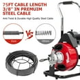thumbnail image 5 of Soonbuy 75 Ft X 3/8 Inch Inch Drain Cleaner Machine for 1 to 4 Inch Pipes with 4 Cutters & Foot Switch and Pair of Gloves, 5 of 7