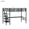 thumbnail image 2 of Twin Metal Loft Bed Frame with Desk & LED Needed, Black Space-Saving Loft Bed for Kids/Teens, Sturdy Steel Frame, Underbed Workstation, Mattress Not Included, 2 of 9
