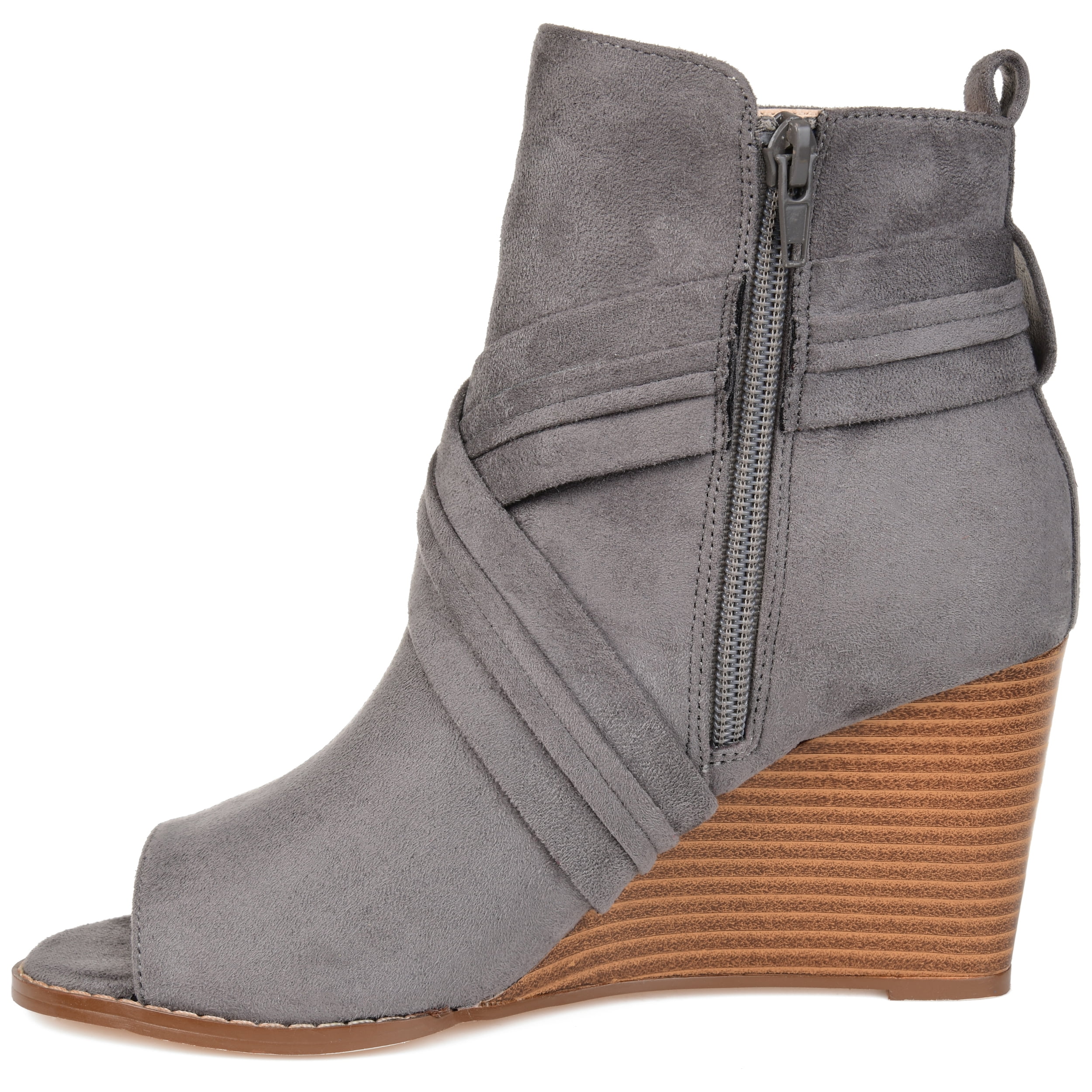 Journee Womens Sabeena Inside Zip Open Toe Wedge Booties