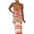 thumbnail image 3 of Gureui Women's Spaghetti Strap Dress, Sleeveless Multi-Color Stripes Tie-Up Backless One-Piece Low-Cut Bodycon Cocktail Parties Dresses, 3 of 9