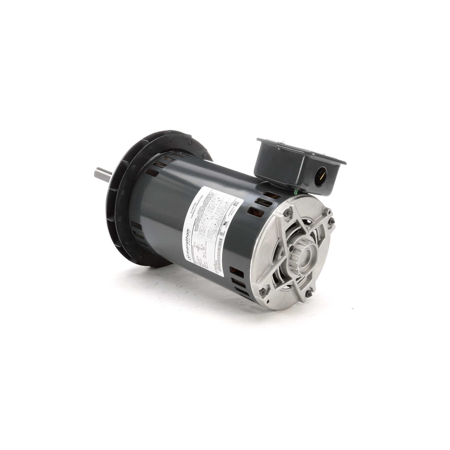 Marathon 5KCP39SNB482S Condenser Fan Motor, 1 Phase, Open Air Over, Belly Band Mount, Ball Bearing, 1 hp, 1075 rpm, 1 Speed, 200-230/460 VAC, 48Y Frame, Permanent Split Capacitor