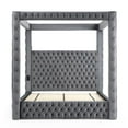 thumbnail image 5 of Luxurious Velvet Canopy King Bed with Speaker and USB Connection in Gray, 5 of 9