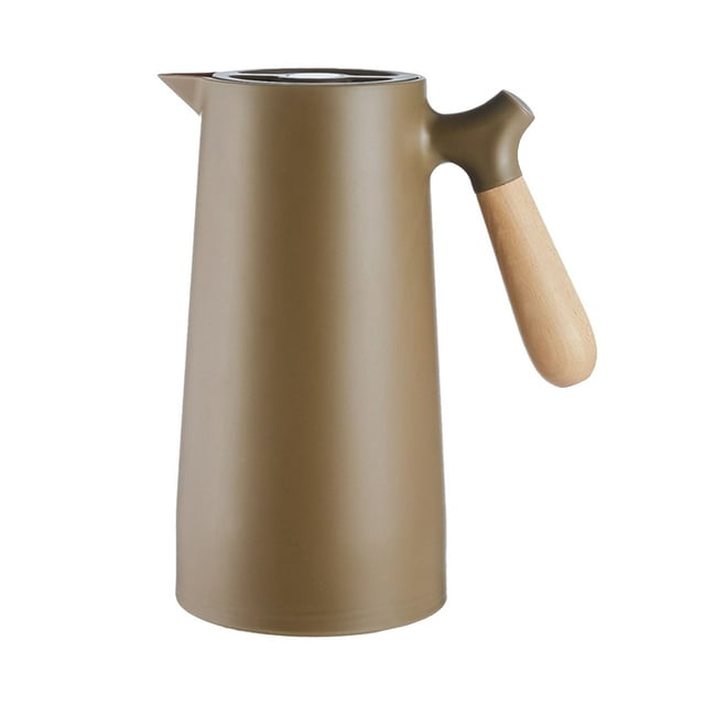 DOLITY Delicacy Kitchen 1000ML Wood Handle Thermal Insulation Kettle Household Thermal Brown