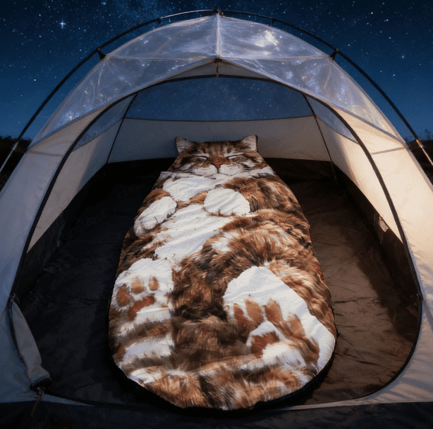 Adult Soft Sleeping Bag – Plush Cat Envelope Sleeping Bag for Camping, Sleepovers & Home Lounging, Washable Warm Blanket 69x31 IN