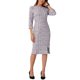 thumbnail image 1 of Vestido de trabajo de mujer Inspire Chic de tweed, cuello barco, manga 3/4, largo hasta la rodilla, blanco y púrpura, 1 of 6