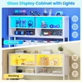 thumbnail image 6 of Modern L Shaped Computer Desk with 2 Drawers, Open Storage Shelves and Glass Cabinet, Corner Office Desk with LED Lights for Home Office, Living Room, Bedroom, 6 of 7