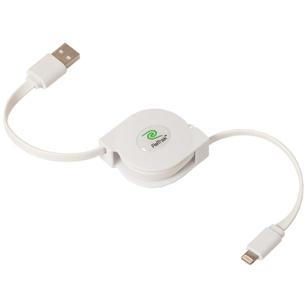 Retrak ETESLTW Retractable Charge & Sync USB Cable With Lightning