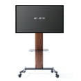 thumbnail image 5 of Curved wood flat panel TV stand/TV cart with mount for 40 - 75 Inch TV, Walnut/Black, 5 of 7