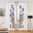 thumbnail image 2 of Watercolor Purple Floral Kitchen Curtains Window Panels, Spring Flower Basket Botanical Insulated Window Treatment Curtain, Grommet Curtains for Bedroom/Living Room/Bathroom, 2 Piece 42"Wx84"L, 2 of 8