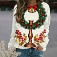 thumbnail image 2 of Women's Christmas Sweatshirts，Womens Crew Neck Tops Long Sleeve Pullover Sweater Blouses Relaxed Fit Sweatshirt Lounge Dressy Shirts Tops Xmas Graphic Sweatshirt, 2 of 3