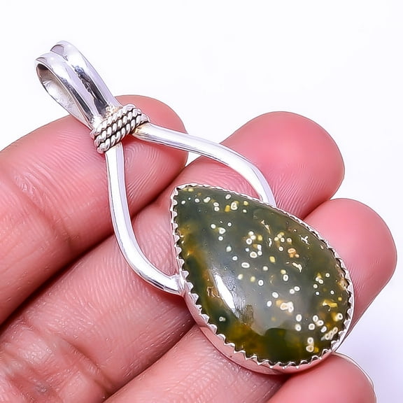 Ocean Jasper - Madagascar Designer Handmade 925 Sterling Silver Pendant 2.07"P28, Beautiful Jewelry For Woman, New Year Sale, Valentin's Day Gift