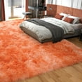 thumbnail image 5 of ZENELESS Fluffy Rugs,6x9ft Tie-Dye Orange Solid Shag Collection Carpet Perfect for Dining Room, Bedroom, 5 of 8