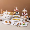 thumbnail image 6 of Pack of 10 Cake Stand Set with 3 x Two-Tier and 3 x Three-Tier Cupcake Stands, 4 x Appetizer Trays, for Birthday Baby Bridal Shower Party (White), 6 of 7