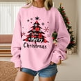 thumbnail image 1 of Chandails d'Hiver Grande Taille pour Femmes Chandail de Noël Décontracté Imprimé Col Rond Manches Longues Chandail en Molleton Drôle Chandails à Capuchon Rose TTG, 1 of 4