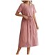 thumbnail image 2 of Puntoco Vestido De Falda De Una Línea De Cintura Con Cordones De Manga Corta Informal Estampado Con Cuello Redondo De Primavera Y Verano Para Mujer Vestido De Cuello Redondo De Manga Corta Rosa Xxl, 2 of 4
