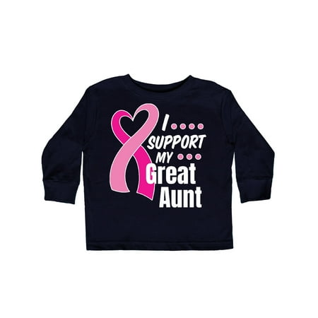 

Inktastic Breast Cancer Awareness I Support My Great Aunt Pink Ribbon Gift Toddler Boy or Toddler Girl Long Sleeve T-Shirt