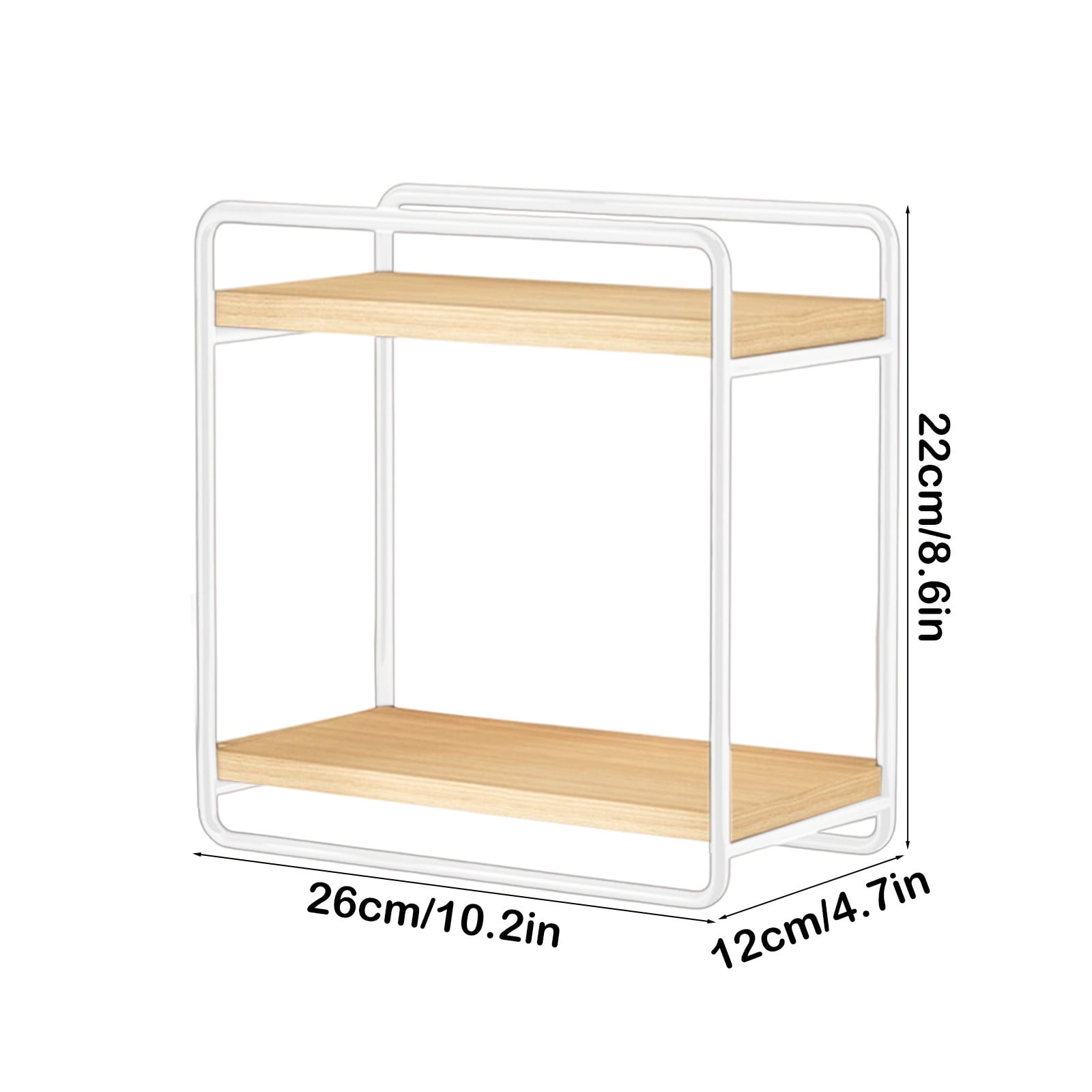 EGYMEN Wall Mounted Storage Rack, No Drilling Bathroom Shelf, Double Layer Organizer, Sturdy Iron and Wood Shelving Unit