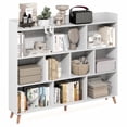 thumbnail image 2 of Furinno CLAUDE Book Shelf, 10-Cube Mid Century Style Bookshelf, Bookcase, Storage Organizer with Wood Legs, 9.4" x 55.1" x 45.1", for Living Room, Bedroom, Home Office, White, 2 of 5