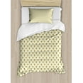 thumbnail image 1 of Geometric Duvet Cover Set Twin Size, Ornamental Abstract Shapes Pattern in Soft Colors Image Vintage Inspired, Decorative 2 Piece Bedding Set with 1 Pillow Sham, Pale Yellow Khaki, by Ambesonne, 1 of 3