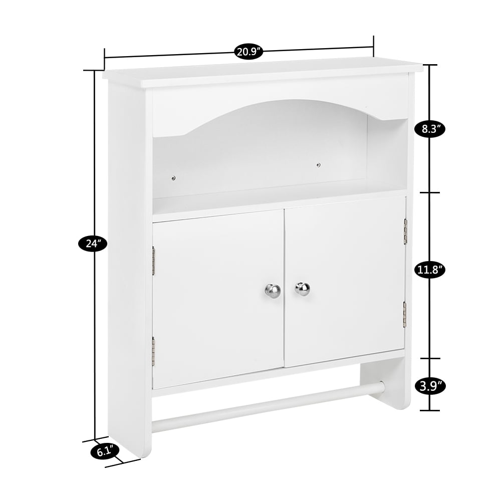 Lowestbest Cottage Collection Wall Cabinet, 2-Door Wall Mounted Bathroom Cabinet Hanging Cabinet With Shelves, Wooden Medicine Cabinet Storage Organizer, White Lowestbest Cottage Collection Wall Cabinet, 2-Door Wall Mounted Bathroom Cabinet Hanging Cabinet With Shelves, Wooden Medicine Cabinet Storage Organizer, White