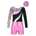 thumbnail image 3 of TiaoBug Kids Girls Gymnastic Dance Outfits Long Sleeve Leotard Workout Bodysuit with Shorts Tumbling Tracksuit Leopard 8, 3 of 7
