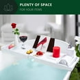 thumbnail image 4 of Royal Craft Wood Expandable Bamboo Bathtub Tray Caddy – Bathroom Caddy Organizer for Bath Tub with Tablet, Wine Glass & Soap Holder – Relaxing Spa Bath Shelf for Home Us (White), 4 of 7