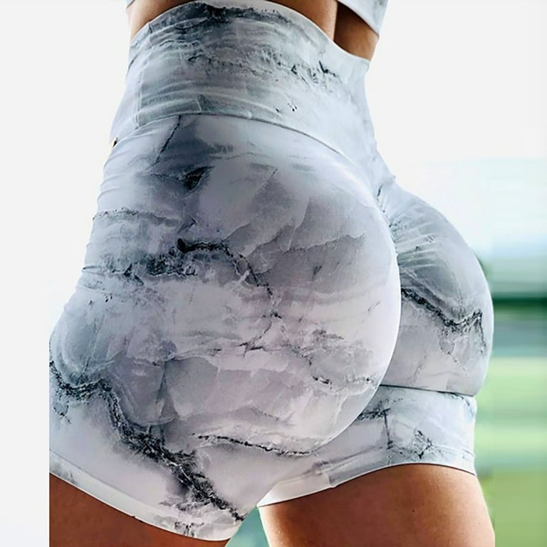 BLVB High Waisted Yoga Shorts for Women Tie Dye Scrunch Workout