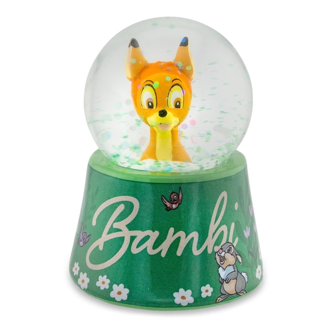 Bola de nieve plateada con diseño de búfalo Disney Bambi iluminada de 8 cm de altura