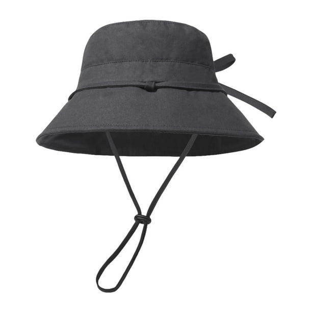 Sombrero de pescador de ala ancha con protección solar para senderismo, desplazamientos y mochilerismo. Negro