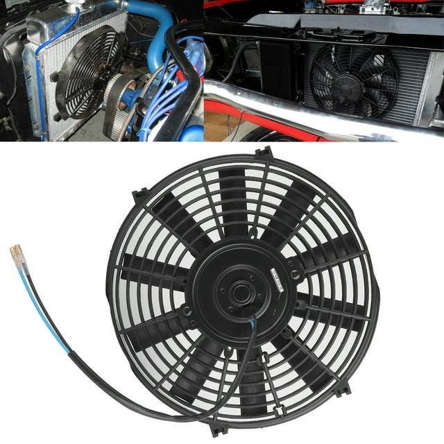 Akozon Ventilador de refrigeración del motor 10 pulgadas 12 V 80 W Ventilador de refrigeración electrónico delgado 2100 RPM Velocidad de aire 10 cuchillas rectas universal ANGGREK Otros