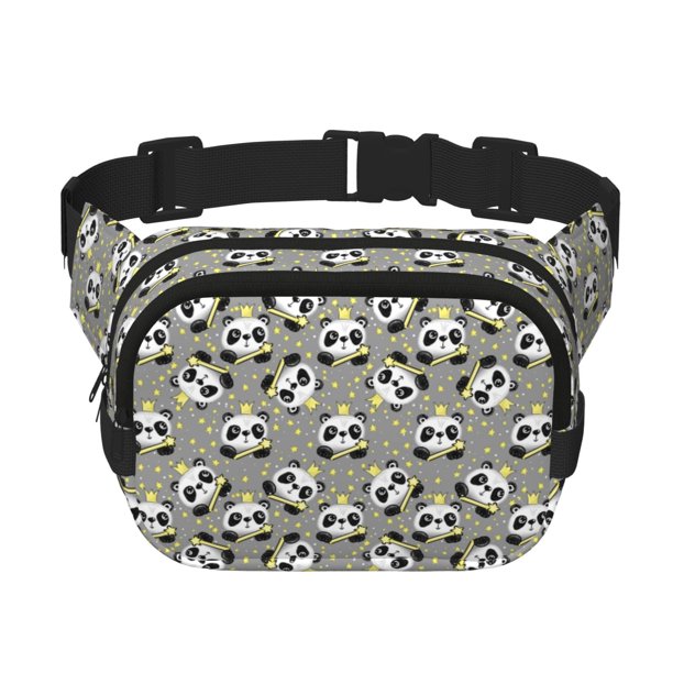 Balery Panda With Crown And Stars Mochila Cinturón para Mujeres y Hombres, Bolsa de Cintura Impermeable de Doble Capa con Correa
