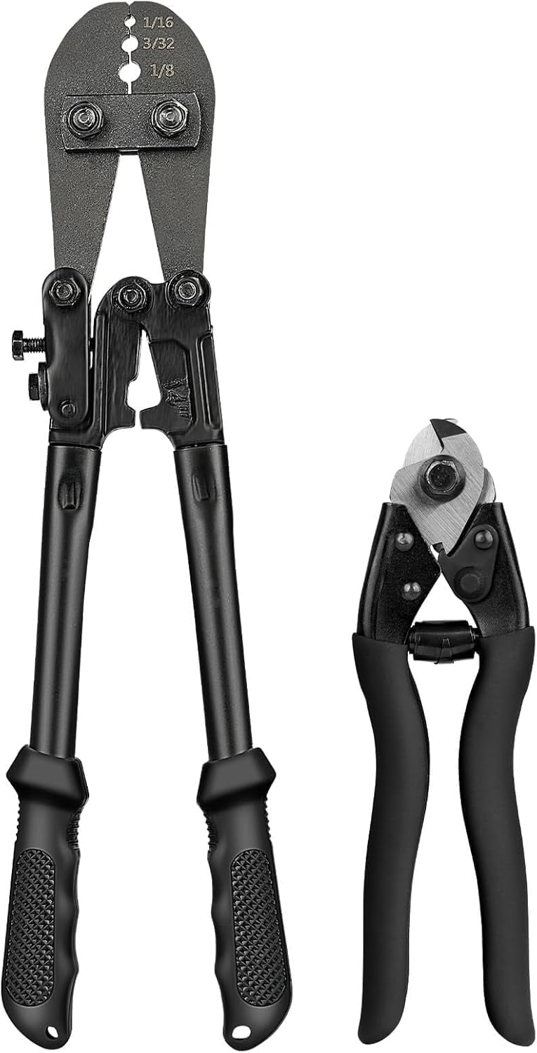 24 Inch Hand Swaging Tool, Wire Rope Crimping Tool for 1/8" 3/16" 1/4" Wire Cable, Heavy Duty Cable Long Hand Swager Crimper for Copper and Aluminum Oval Sleeves and Stop Sleeves