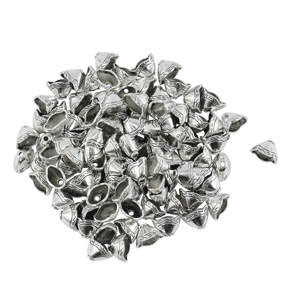Milageto 2x100 Pieces Beads Cap Tassel End Cap Jewelry Making Findings Antique , Antique Silver, 4 Pcs
