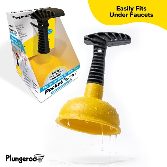 Plungeroo Pocket Plunger, Sink & Drain Plunger, Yellow