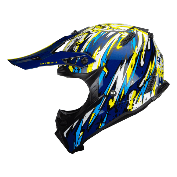 Casco Off-Road Freestyle Fire Azul/Amarillo Acabado Brillante XS