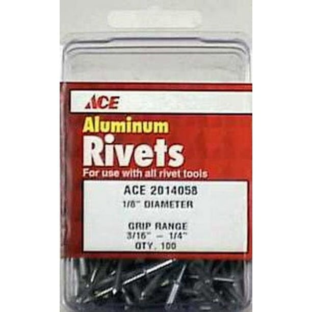 Rivets Al1/8X1/4 100Pk Ace Pop Rivets 2014058A 082901015802