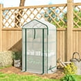 thumbnail image 6 of Outsunny 3 Tier Mini Greenhouse with Screen Roof, 27.6" x 19.7" x 50", Portable Small Greenhouse with High Strength PE Cover, White, 6 of 6