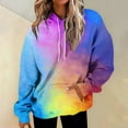 thumbnail image 2 of WTOBBY Women's Tie-Dye Graphic Hoodie, Oversized Casual Pullover, Long Sleeve Patchwork Print Sweatshirt with Vibrant Colors and Street Style Design,Multicolor L, 2 of 6