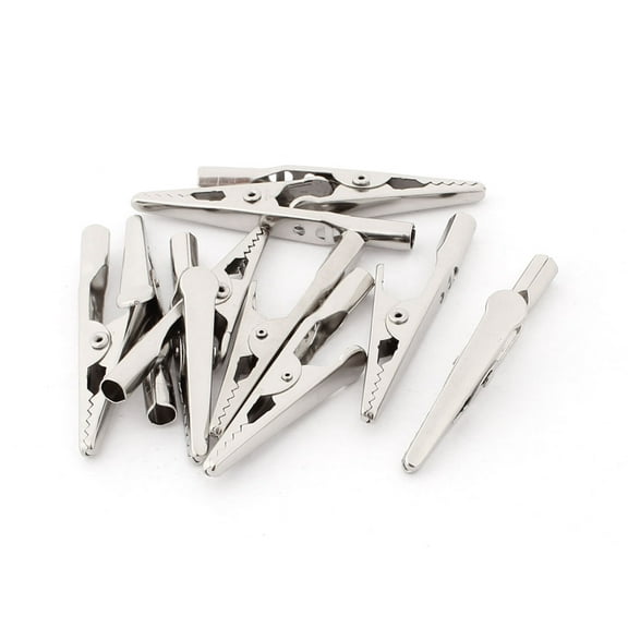Unique Bargains 10 Pcs Electric Test Crocodile Alligator Clips Clamps Silver Tone